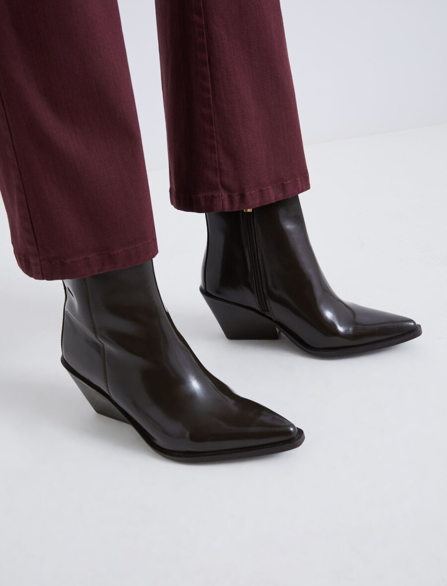 bottines de cowboy en cuir - dark bown