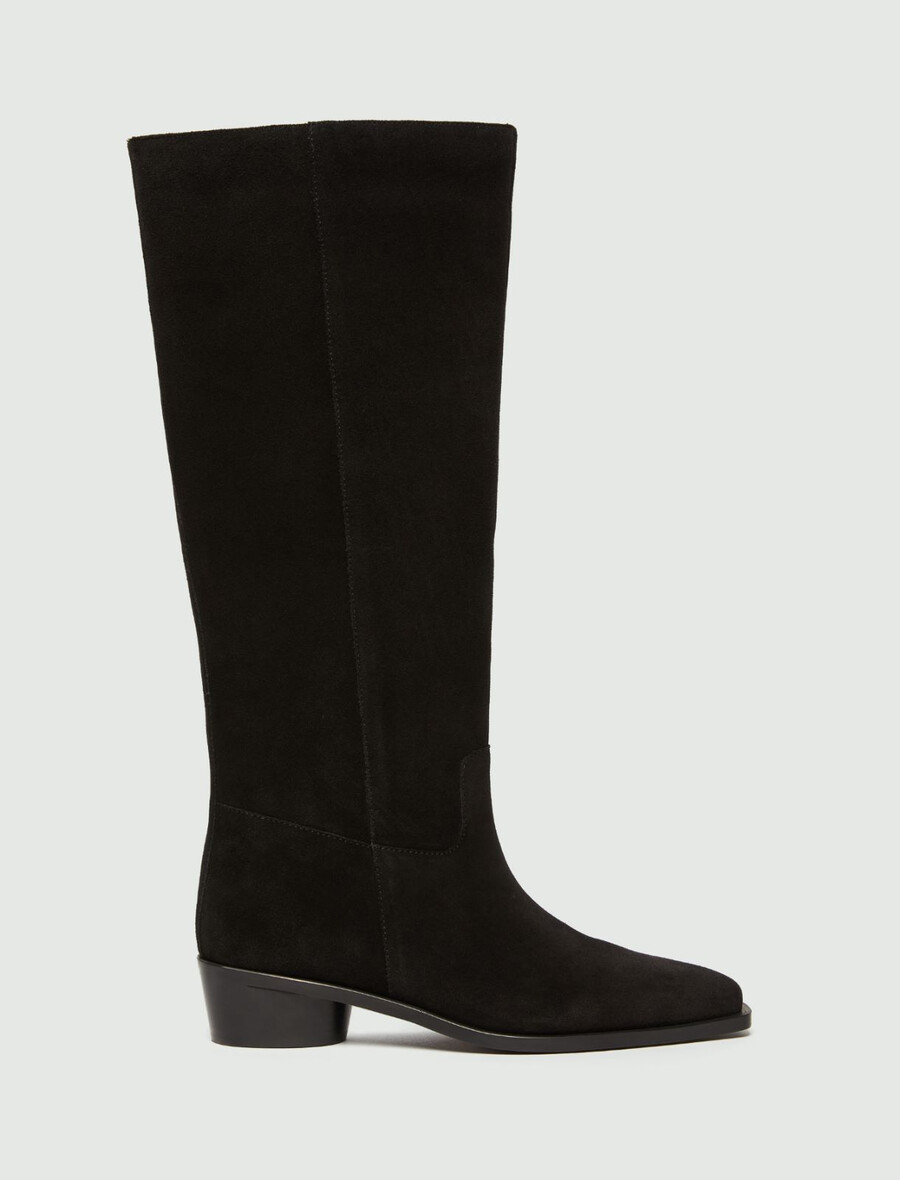 bottes hautes en daim - noires