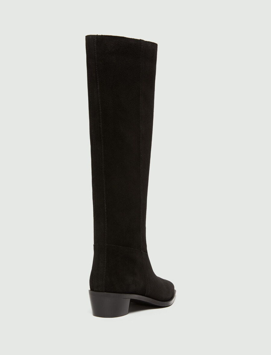 bottes hautes en daim - noires