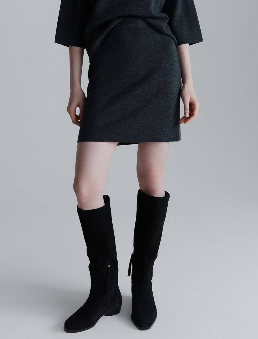 bottes hautes en daim - noires