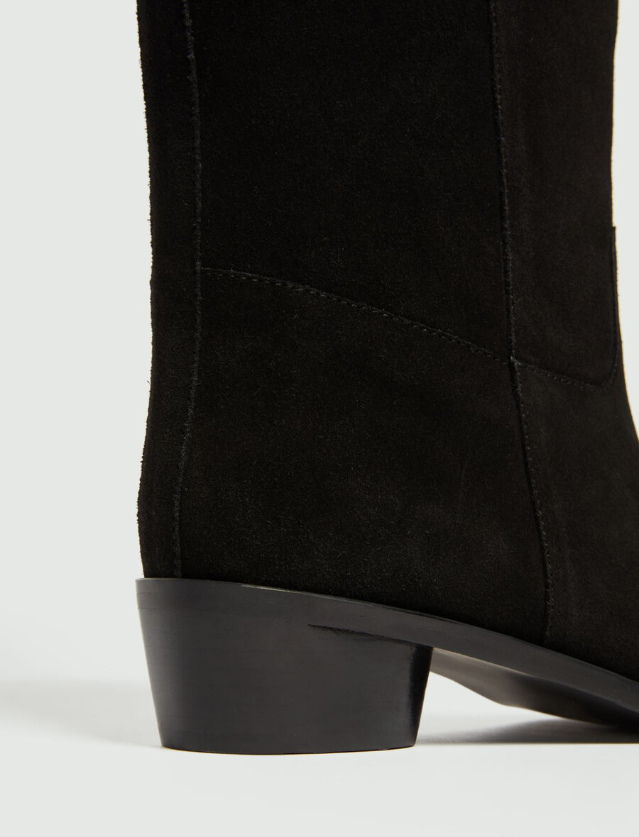bottes hautes en daim - noires