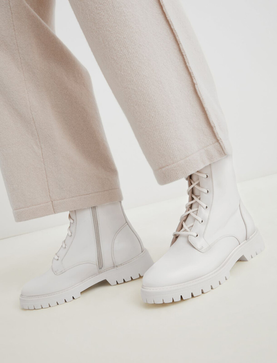 bottes de combat en cuir - lait