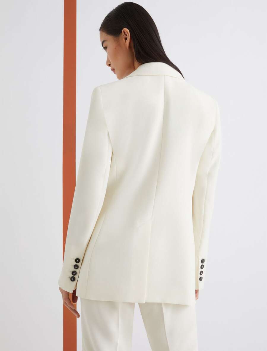 veste en satin à simple boutonnage - laine blanc