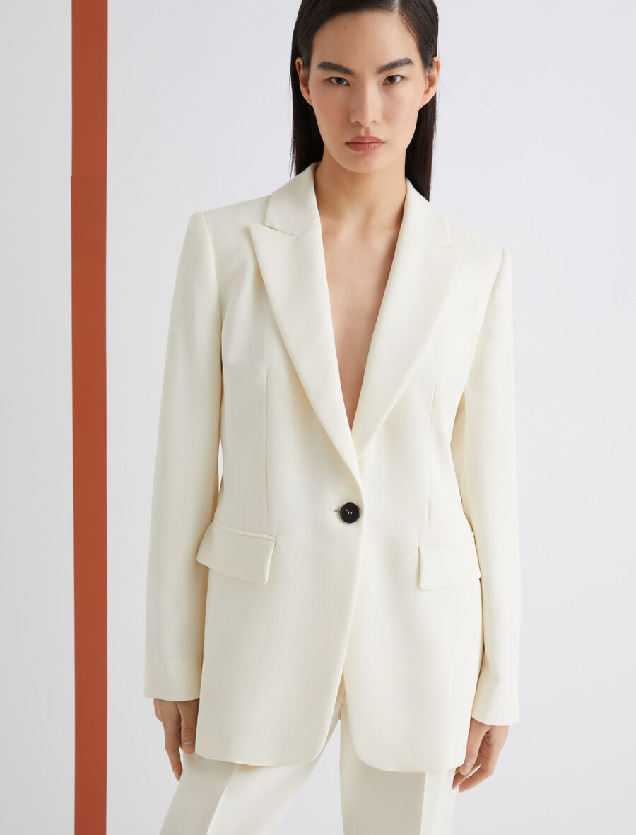 veste en satin à simple boutonnage - laine blanc