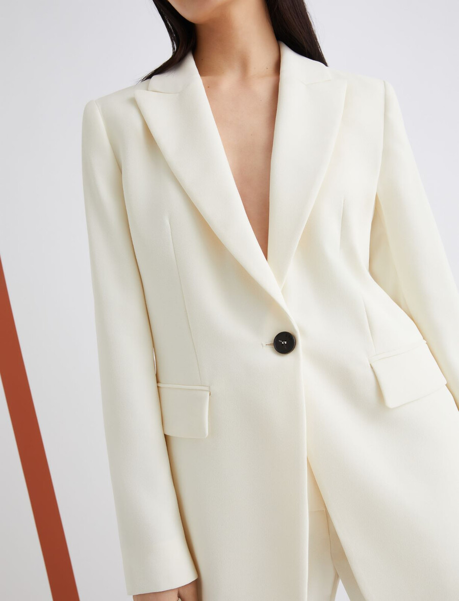 veste en satin à simple boutonnage - laine blanc
