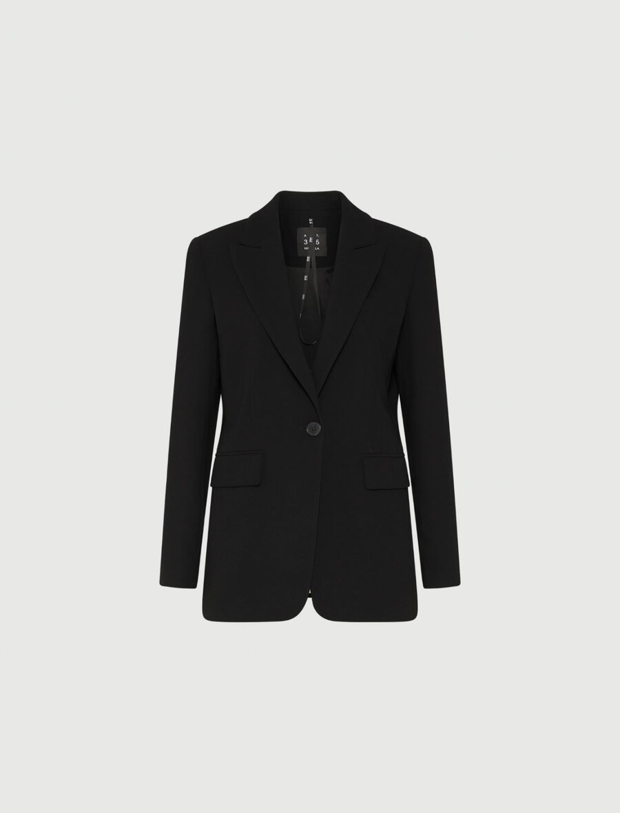 veste en satin envers à simple boutonnage - noir