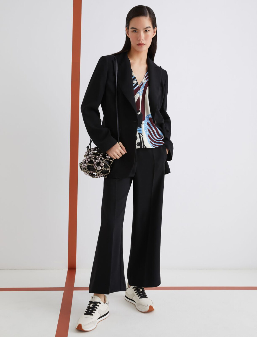 veste en satin envers à simple boutonnage - noir