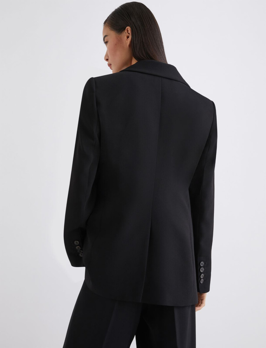 veste en satin envers à simple boutonnage - noir