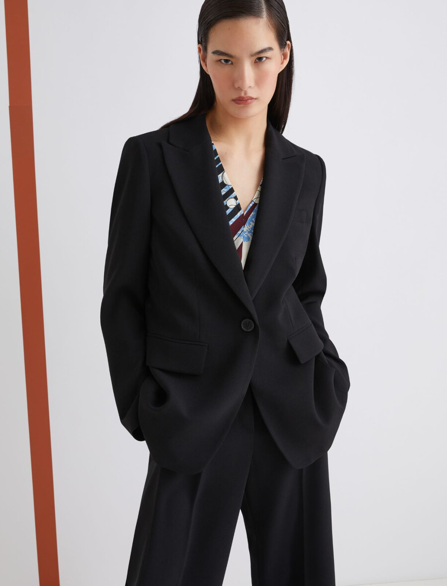 veste en satin envers à simple boutonnage - noir