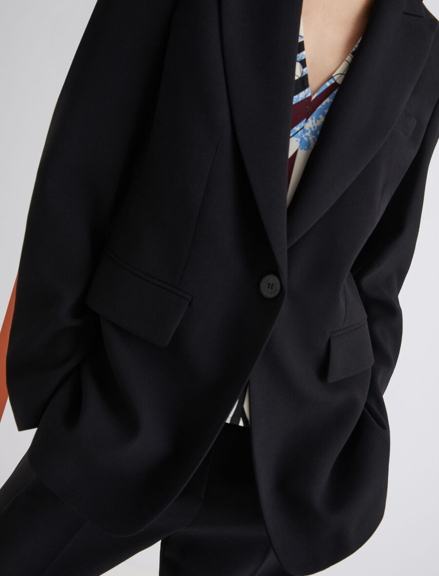 veste en satin envers à simple boutonnage - noir