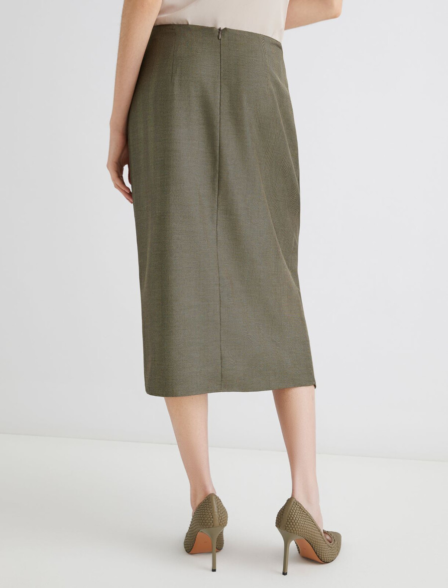 jupe portefeuille en sergé - kaki