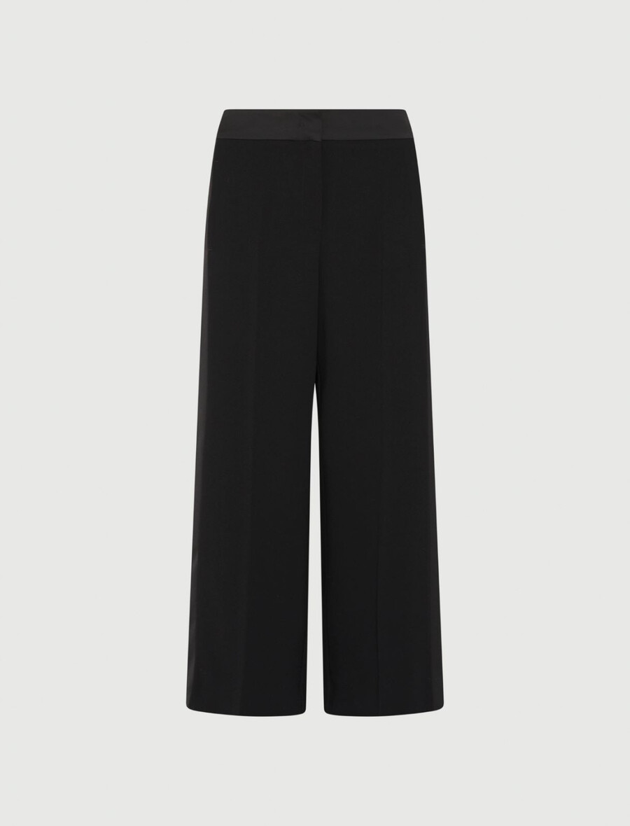 pantalon à ceinture satinée - noir