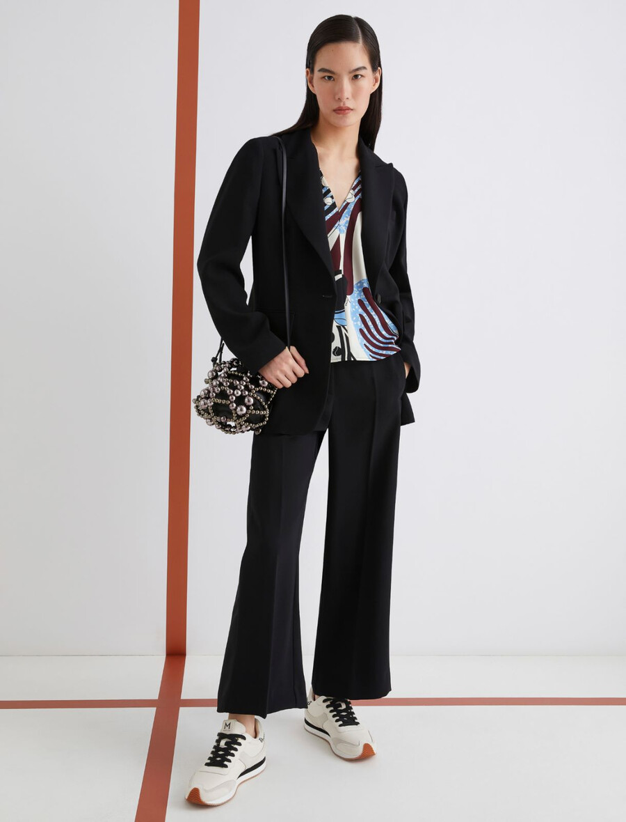 pantalon à ceinture satinée - noir