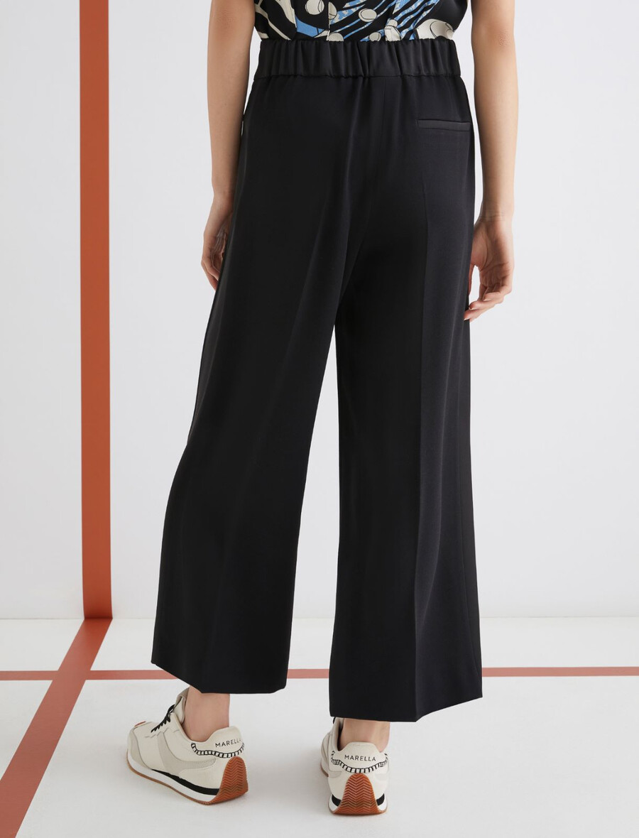 pantalon à ceinture satinée - noir