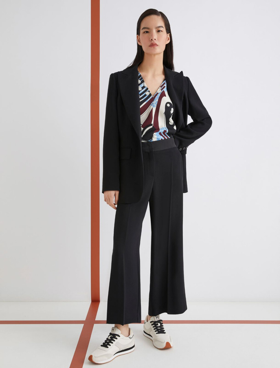 pantalon à ceinture satinée - noir