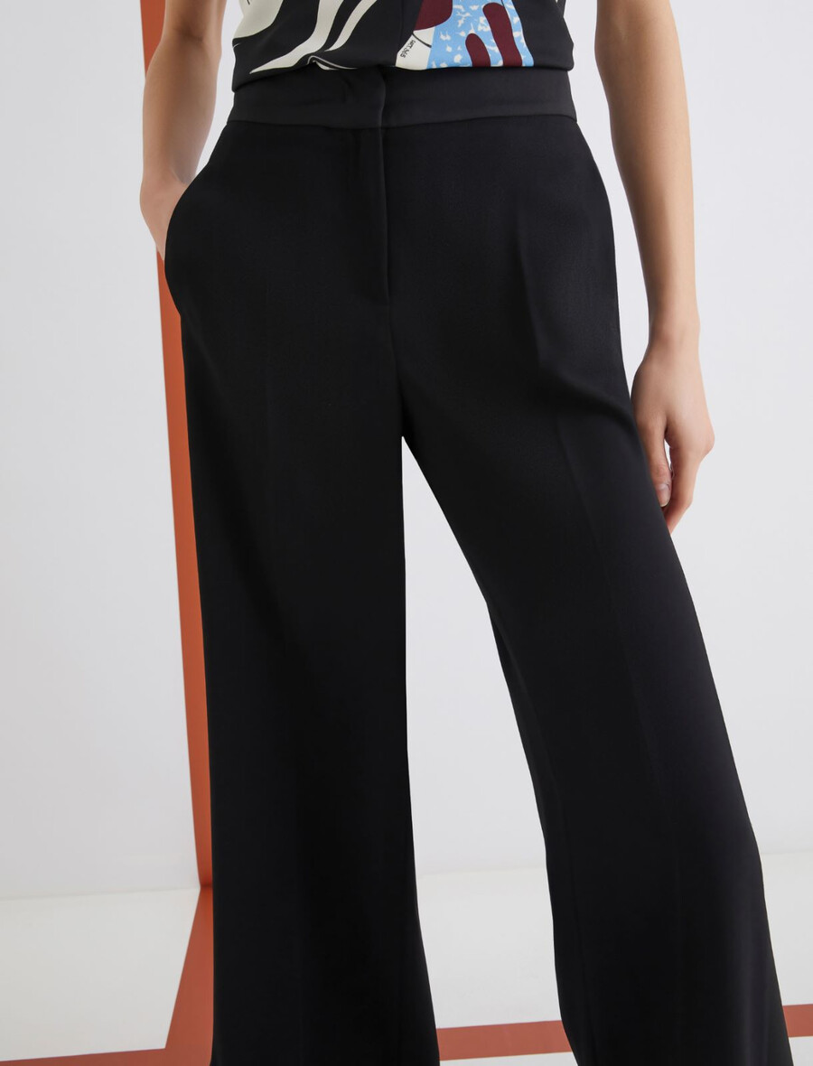 pantalon à ceinture satinée - noir