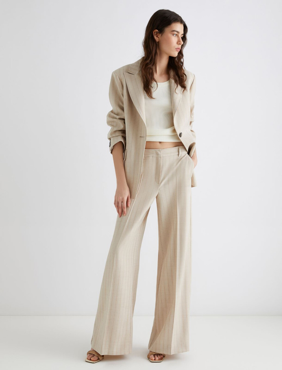 pantalon chiné coupe décontractée - ecru