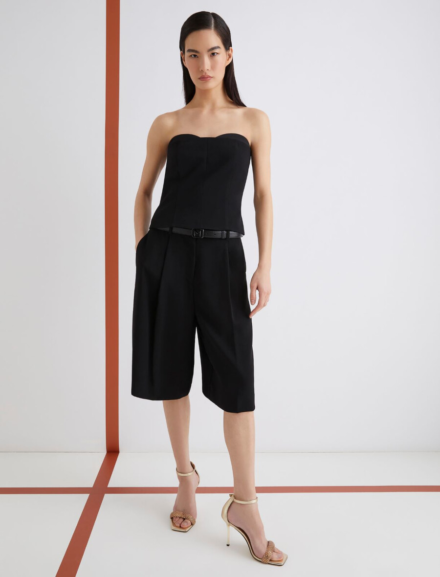 bermuda en satin à pinces - noir