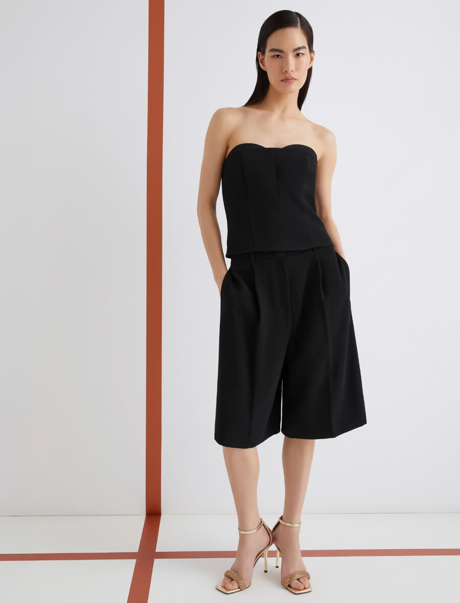 bermuda en satin à pinces - noir