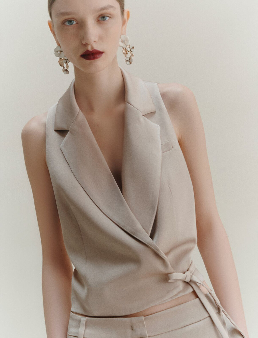 gilet en satin - naturel