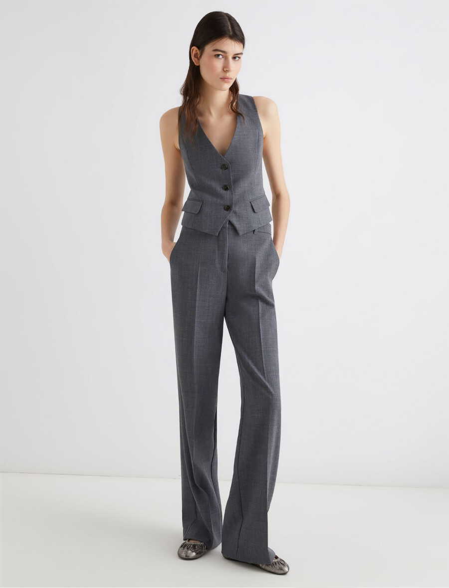 gilet en laine mélangée - gris mÉlange