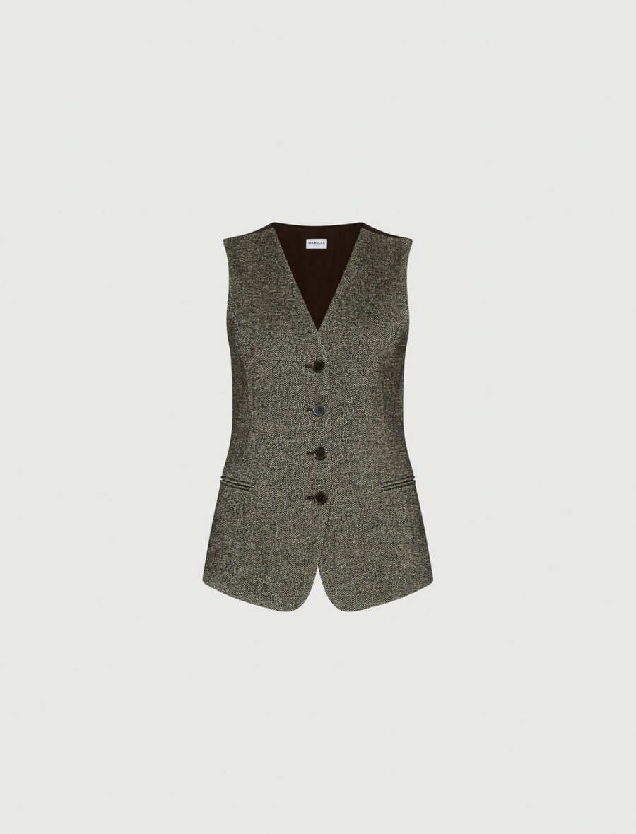 gilet en tweed - marron
