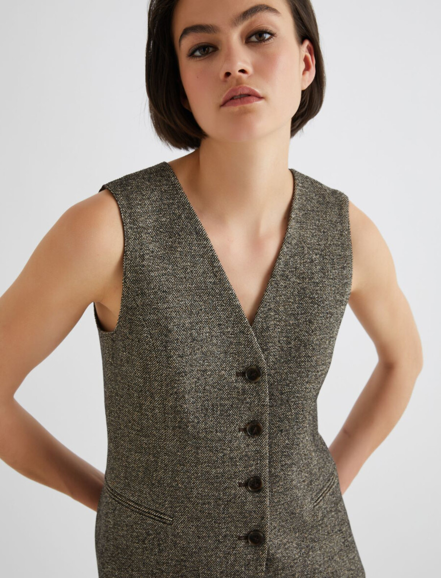 gilet en tweed - marron