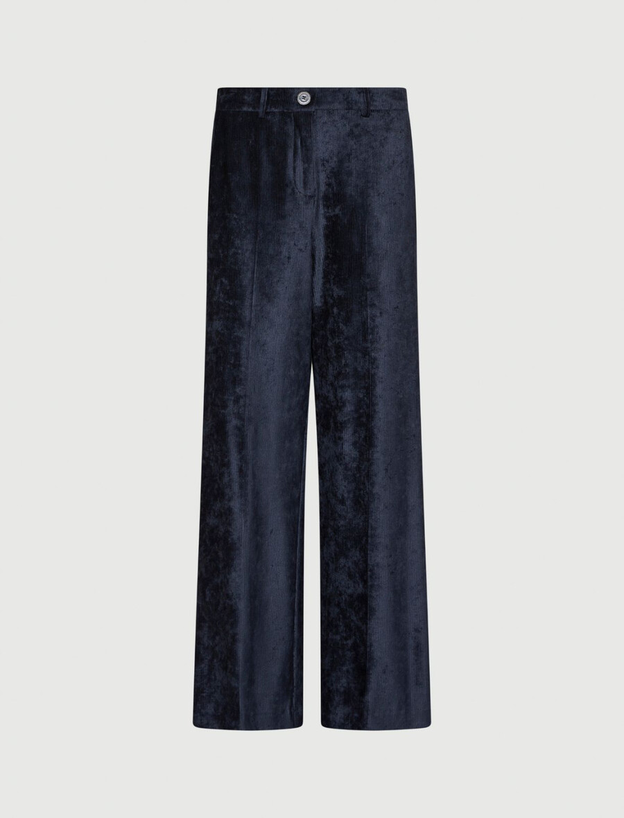 pantalon en velours côtelé coupe droite - bleu nuit