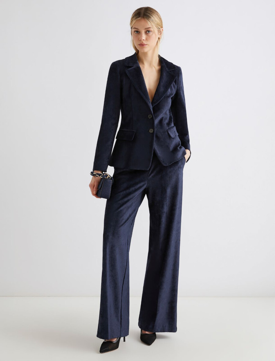 pantalon en velours côtelé coupe droite - bleu nuit