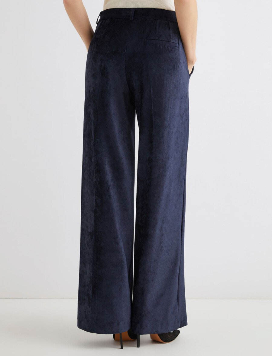 pantalon en velours côtelé coupe droite - bleu nuit