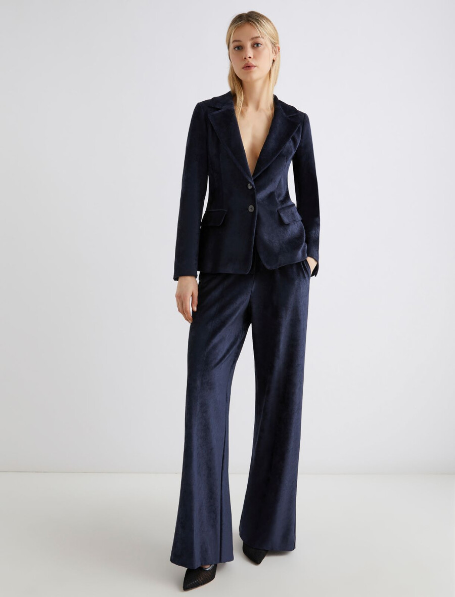 pantalon en velours côtelé coupe droite - bleu nuit