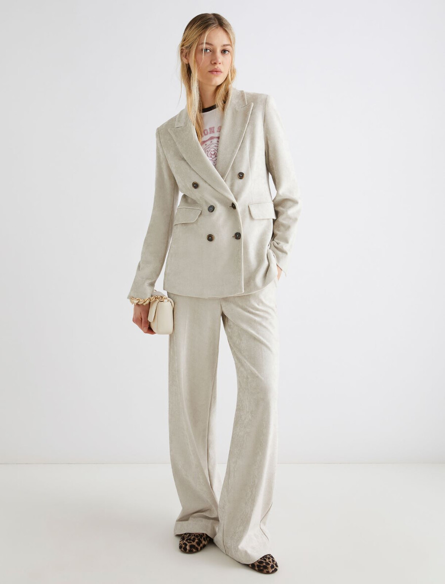 blazer en velours côtelé - ivoire