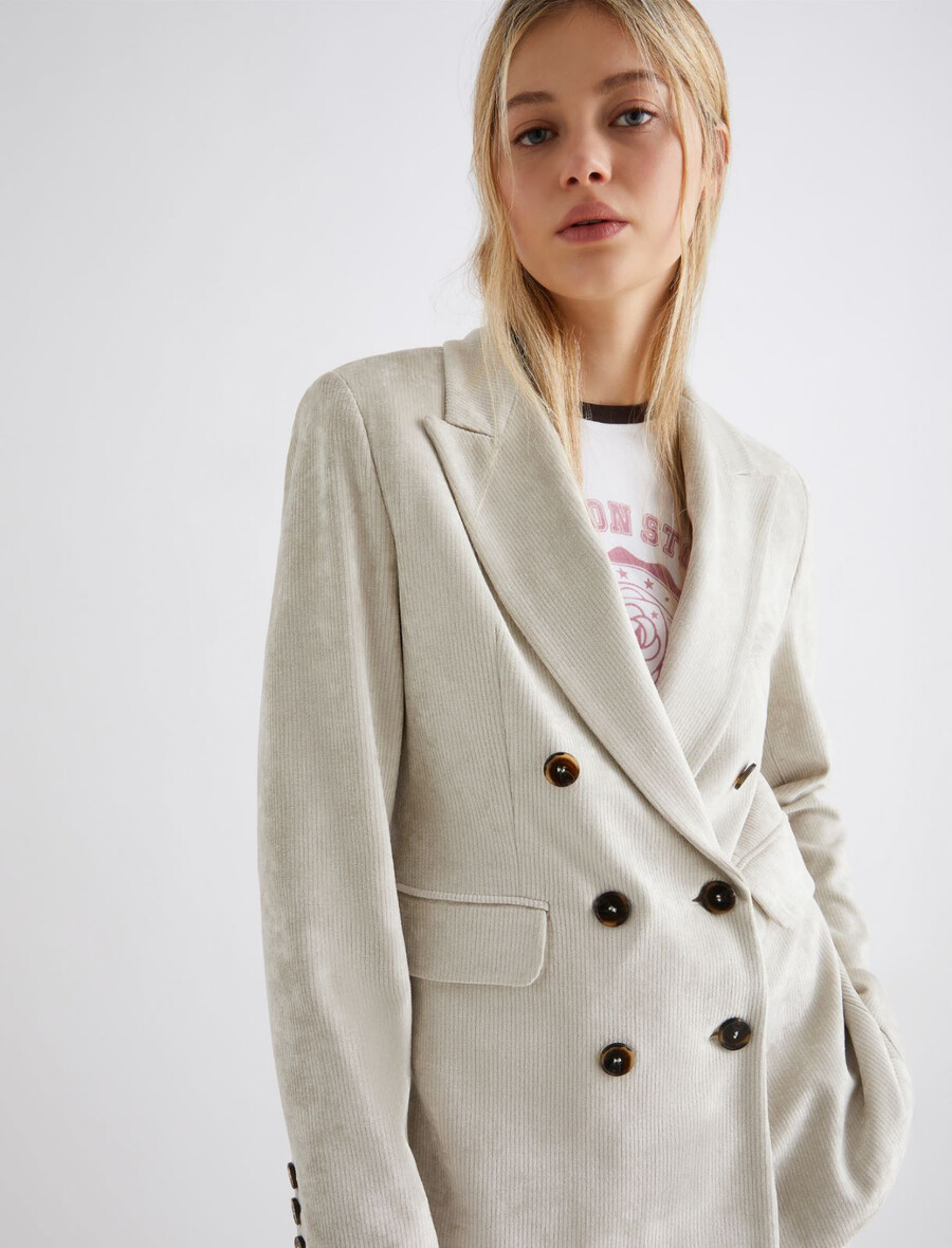 blazer en velours côtelé - ivoire