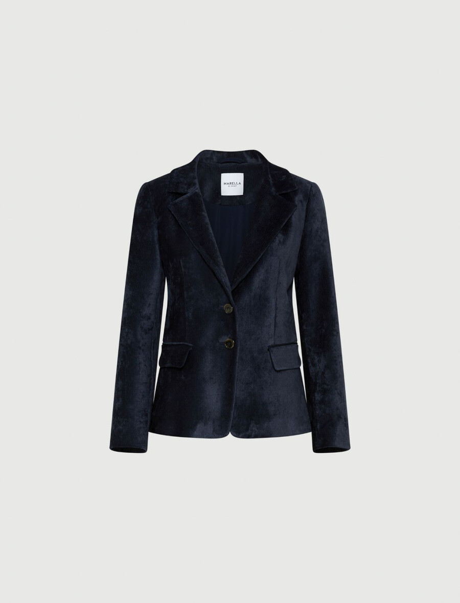 blazer en velours côtelé à simple boutonnage - bleu nuit