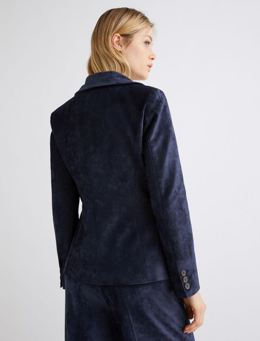 blazer en velours côtelé à simple boutonnage - bleu nuit