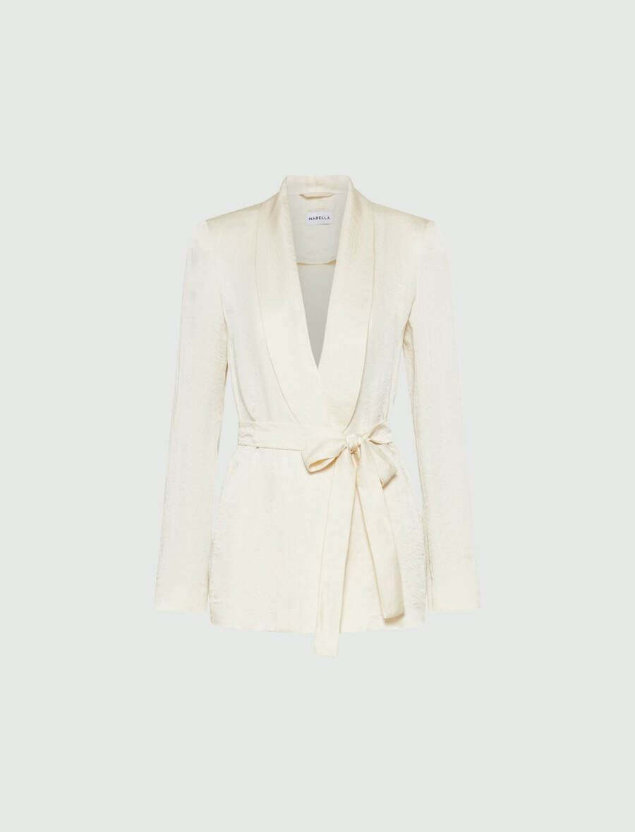 blazer en tissu froissé déstructuré - vanille