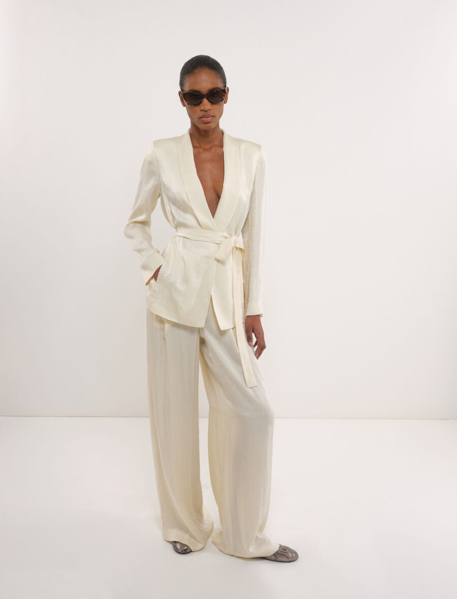 blazer en tissu froissé déstructuré - vanille