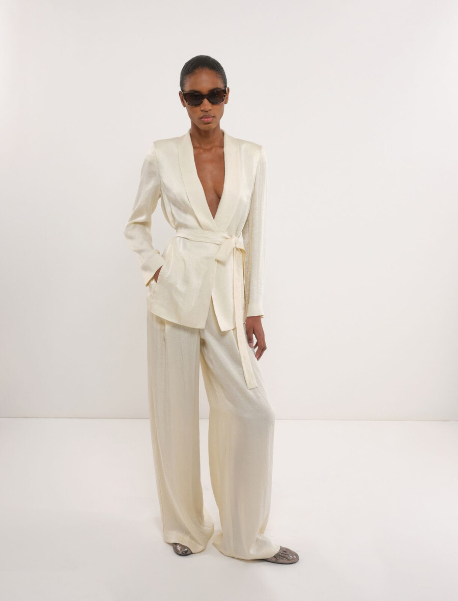 pantalon en sergé froissé - vanille