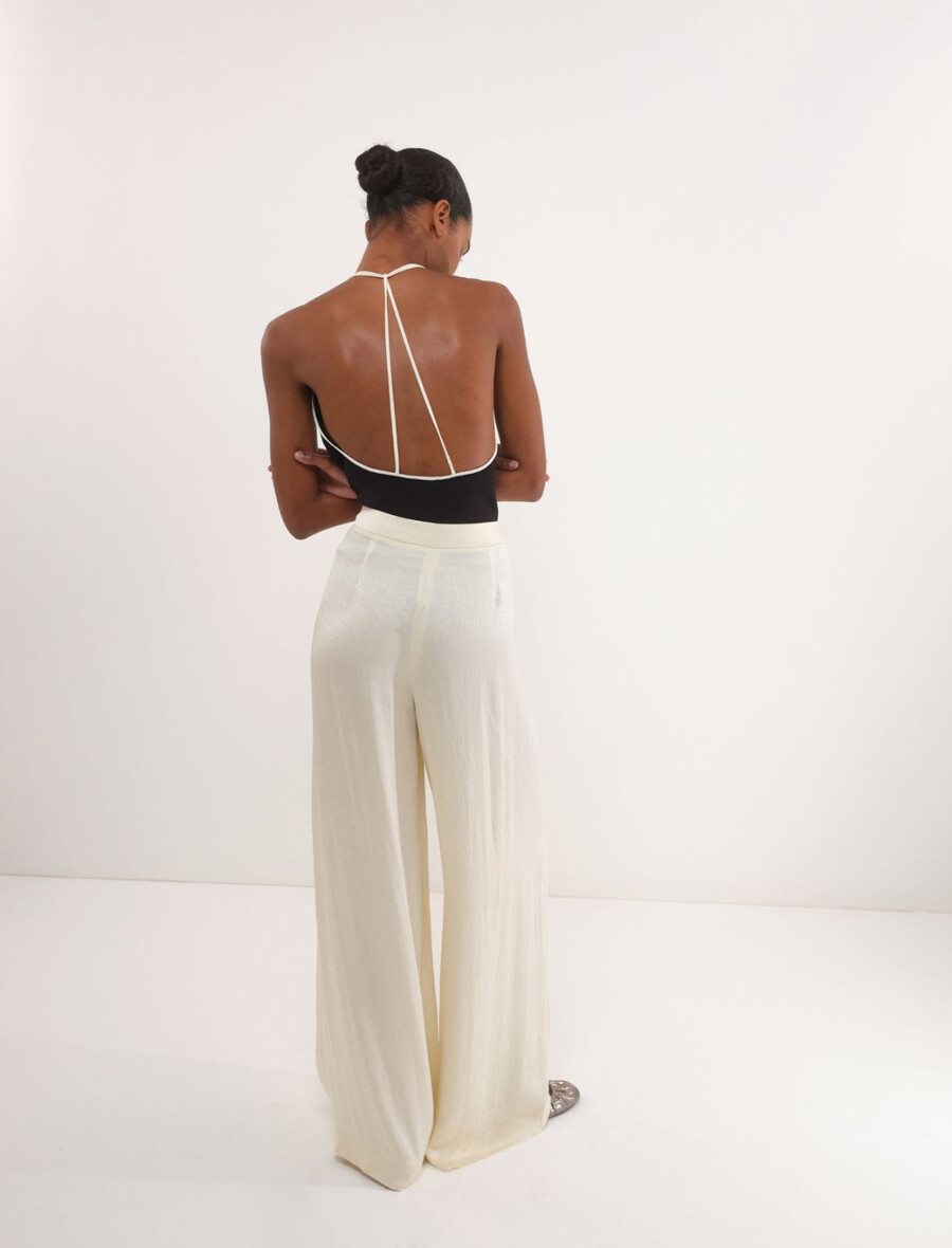 pantalon en sergé froissé - vanille