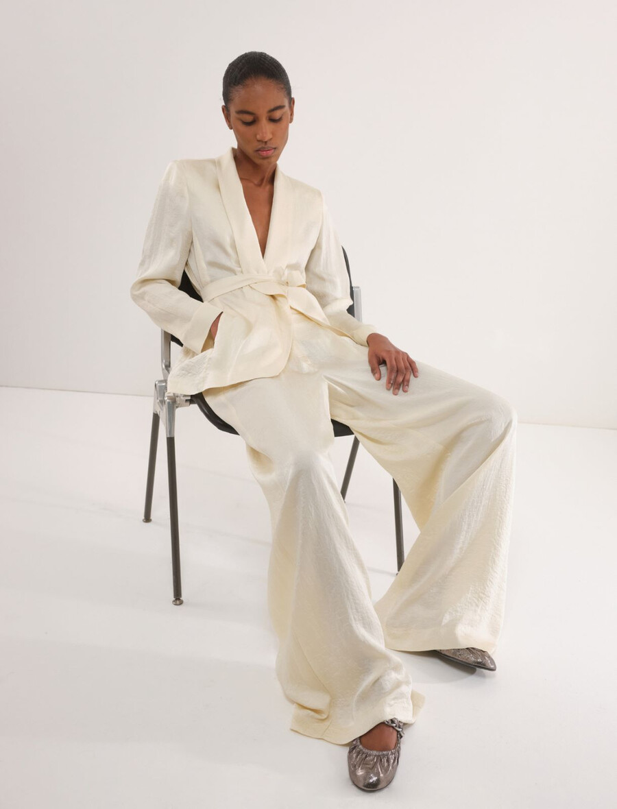 pantalon en sergé froissé - vanille