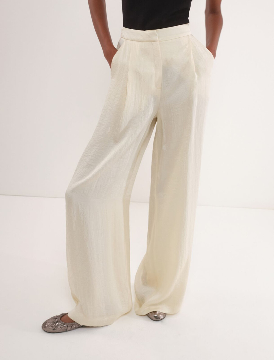pantalon en sergé froissé - vanille