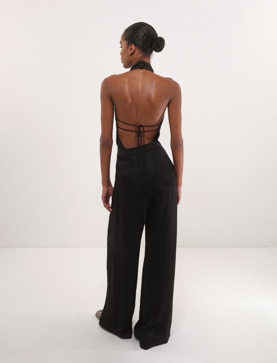 pantalon en sergé froissé - noir