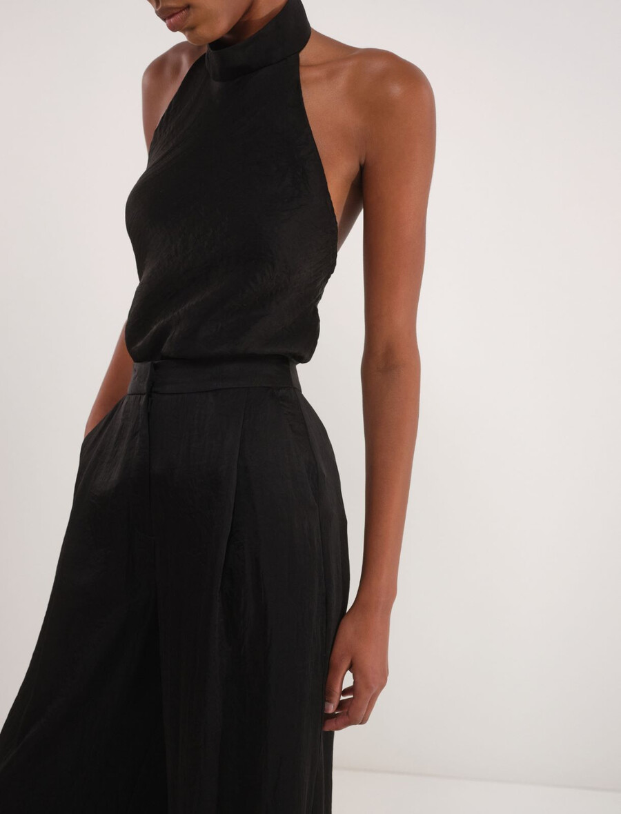 pantalon en sergé froissé - noir