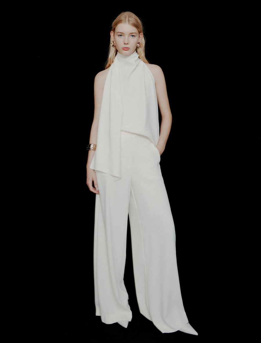 haut dos nu en satin envers - blanc laine