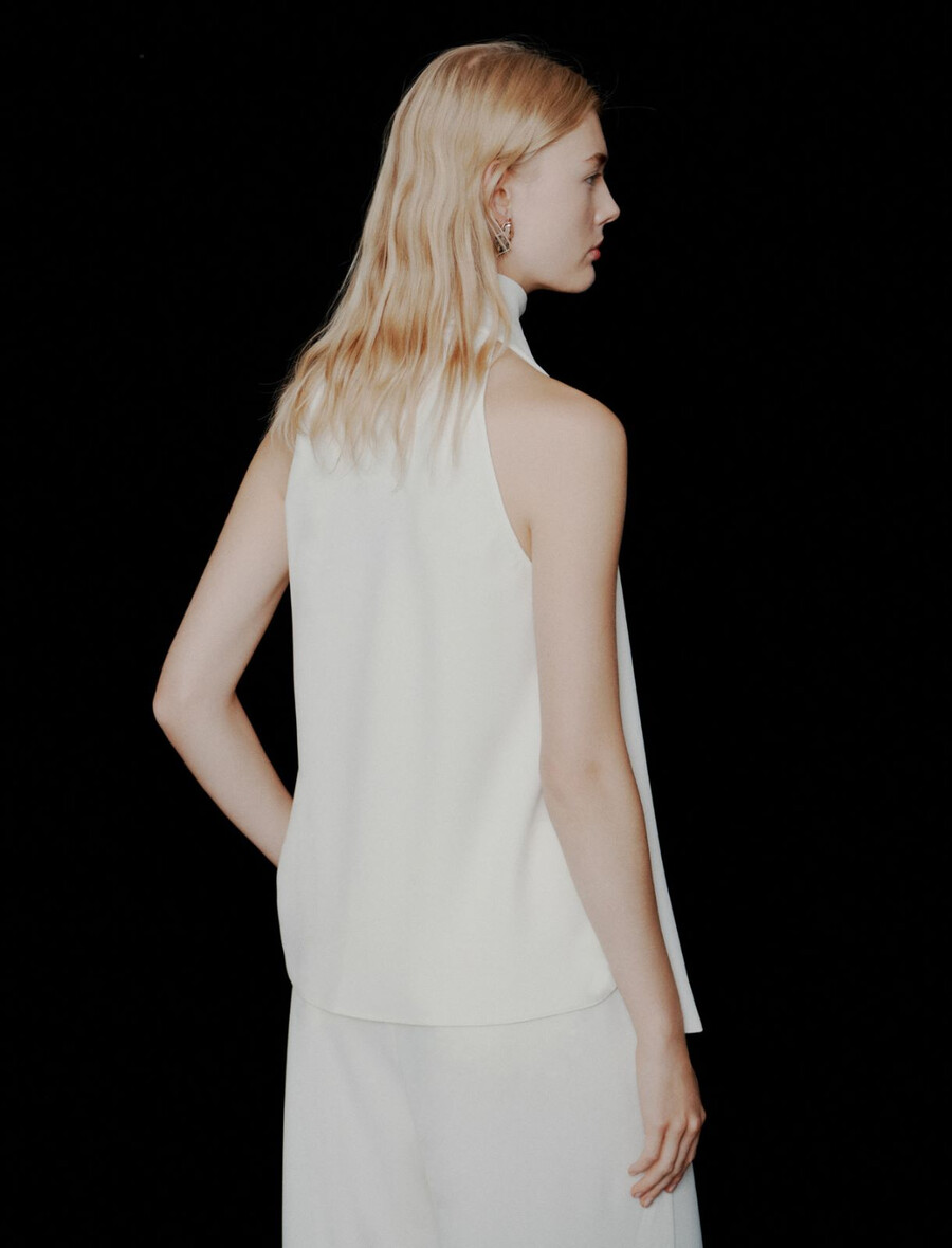 haut dos nu en satin envers - blanc laine