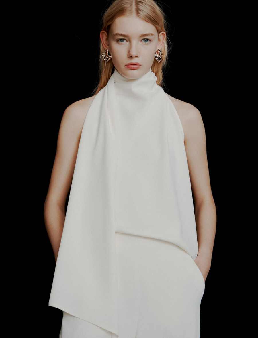 haut dos nu en satin envers - blanc laine