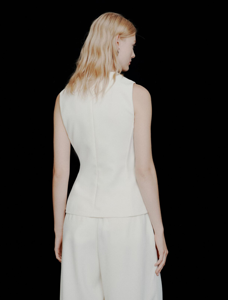 haut à nouer en satin envers - blanc de laine