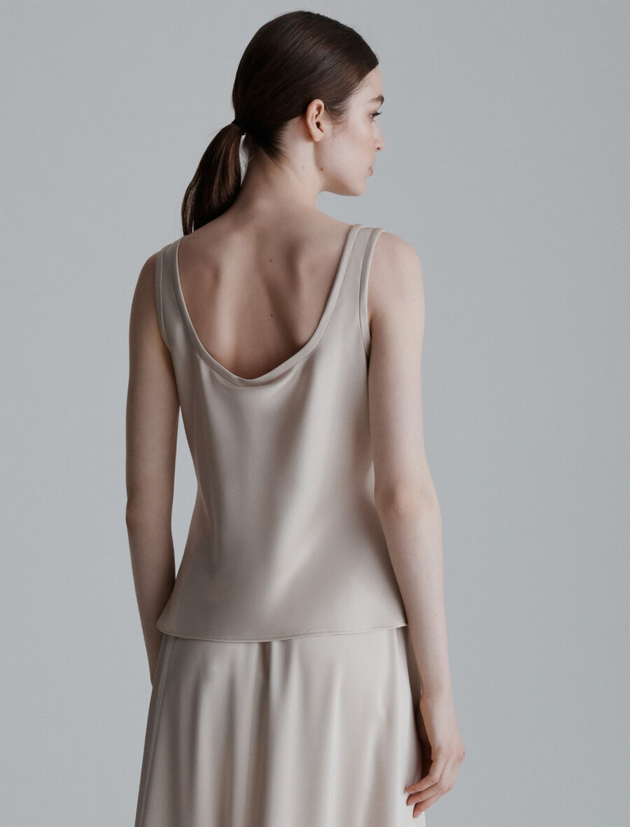 débardeur en satin sans manches - crÈme