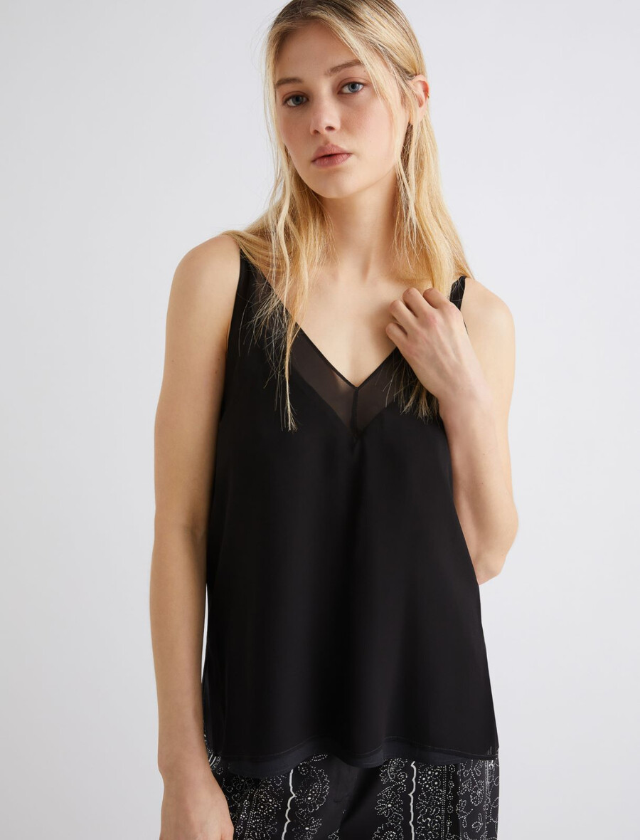 débardeur en georgette - noir