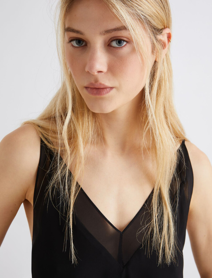 débardeur en georgette - noir